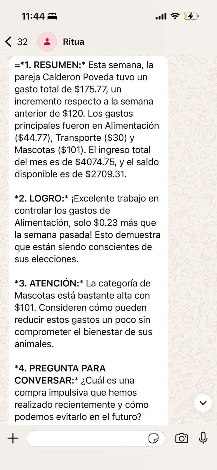 Ritual semanal financiero